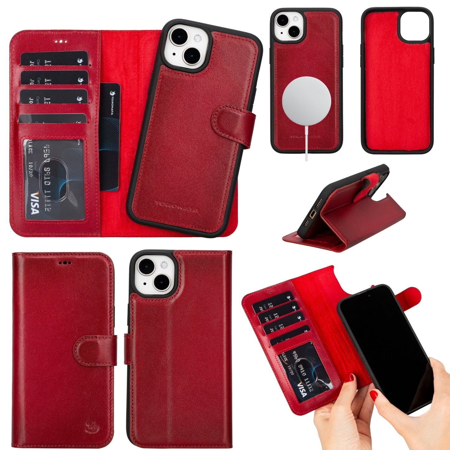 Casper Leather iPhone 15 Plus Wallet Case | Detachable MagSafe Compatible RFID Protection-9