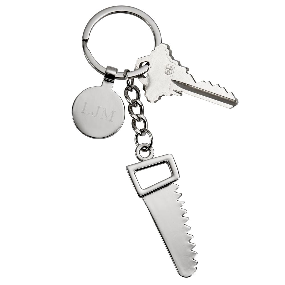 Saw Keychain with Engraving Tag, 4.75"-4
