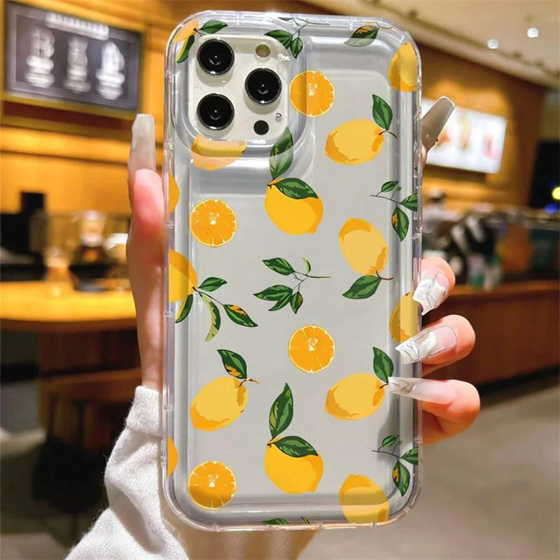 🚢Summer Lemon iPhone Case🍋 – Fresh Fruit TPU Soft Cover with Air Cushion Shockproof Protection for iPhone 11–17 Series