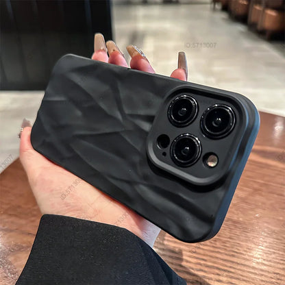 Fashion Silicone Folded Wrinkle iPhone Case – Soft Shockproof Bumper Cover for iPhone 11–15 Series, Pro Max