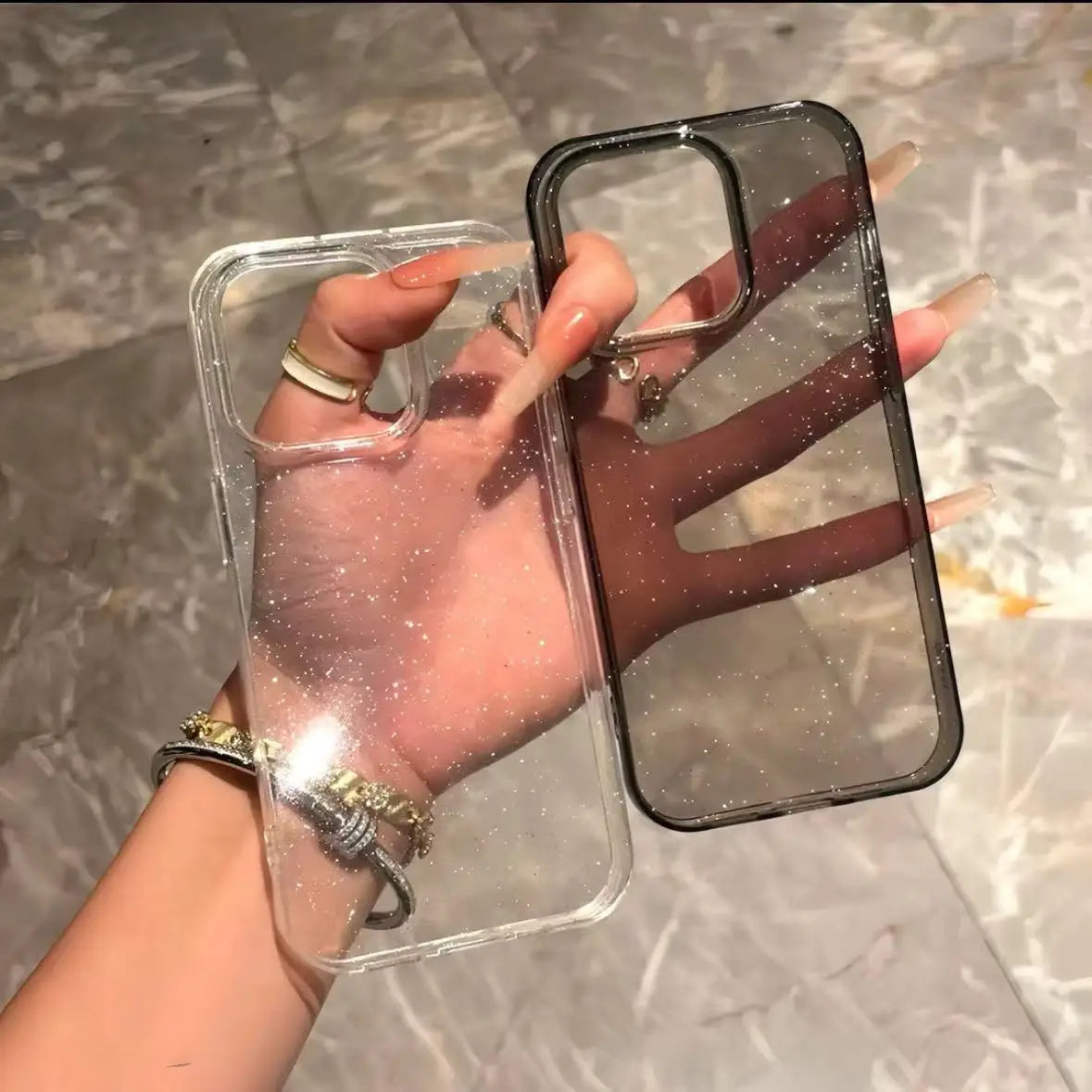 Luxury Bling Glitter iPhone Case – Clear Shockproof TPU Soft Cover for iPhone 11–16 Series, Pro Max, Mini, X, XR, XS