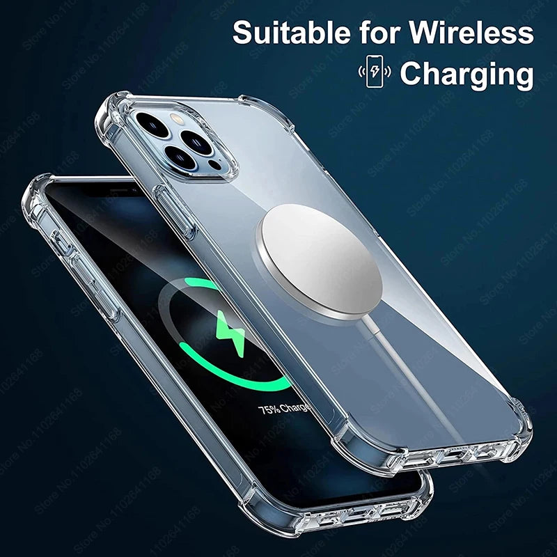 Luxury Shockproof Clear iPhone Case – Transparent Silicone Bumper with Protective Back for iPhone 8–16 Series, Pro Max, Mini, XR, XS, 8 Plus