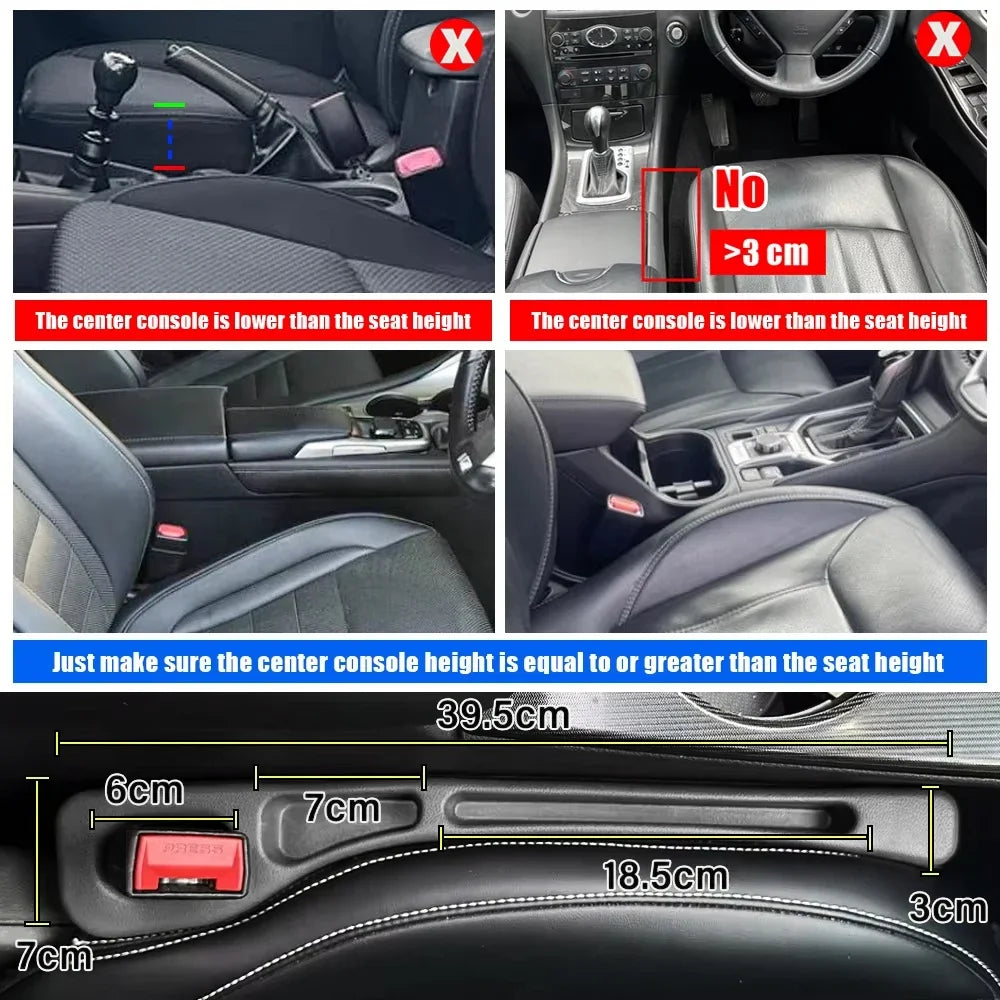 Car Seat Gap Filler – Leak-Proof Strip with Wallet & Phone Holder Organizer