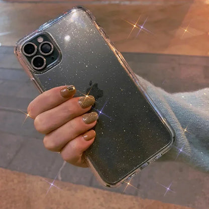 Luxury Bling Glitter iPhone Case – Clear Shockproof TPU Soft Cover for iPhone 11–16 Series, Pro Max, Mini, X, XR, XS