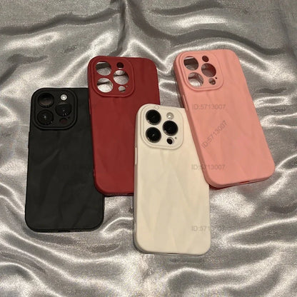 Fashion Silicone Folded Wrinkle iPhone Case – Soft Shockproof Bumper Cover for iPhone 11–15 Series, Pro Max