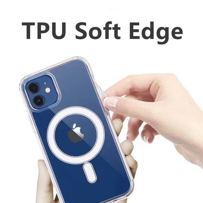 Original Magnetic iPhone Case – Transparent MagSafe-Compatible Wireless Charging Back Cover for iPhone 11–17 Series, Plus, Pro Max