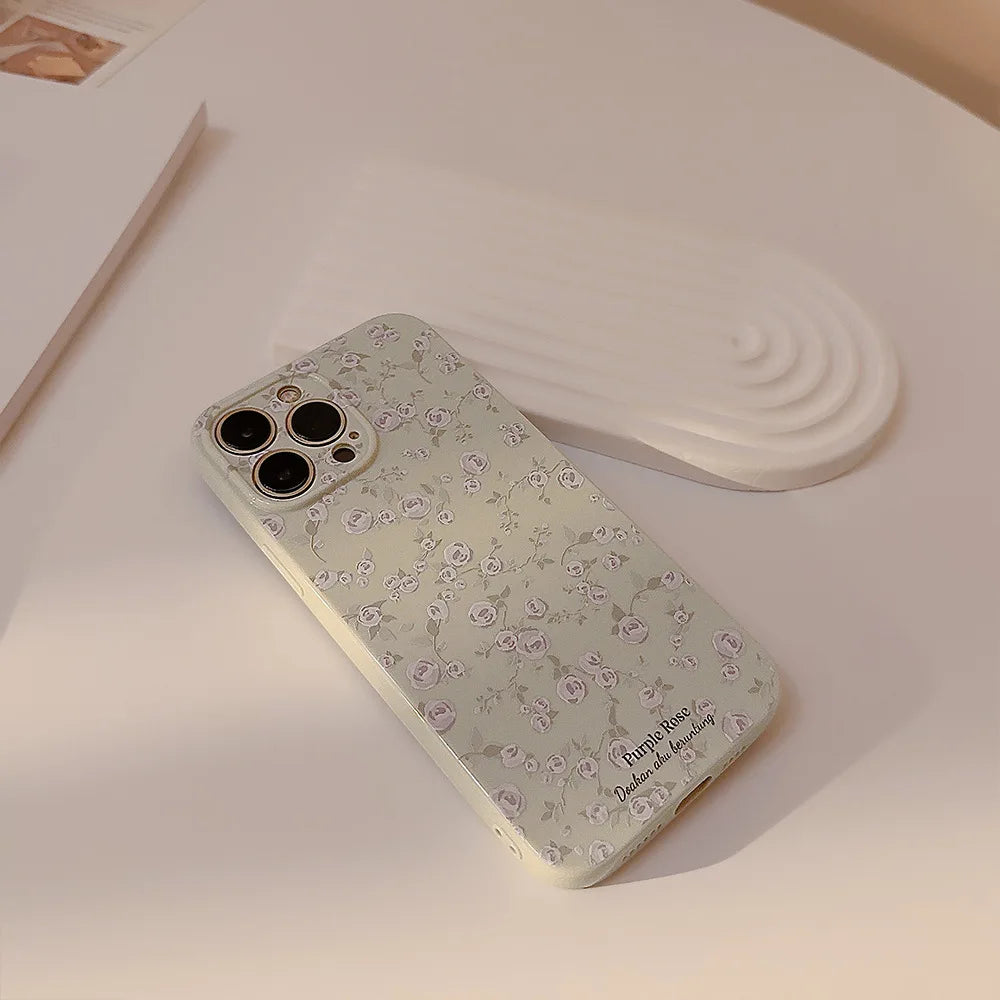 🌸Vintage Floral iPhone Case🌺 – Cute Rose Shockproof Cover for iPhone 11–16, Pro Max & Plus, Stylish and Durable
