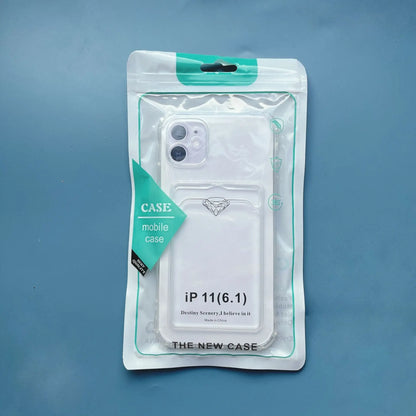 Shockproof Clear iPhone Case – Protective Back Cover with Card Pocket for iPhone 11–15 Series, Pro
