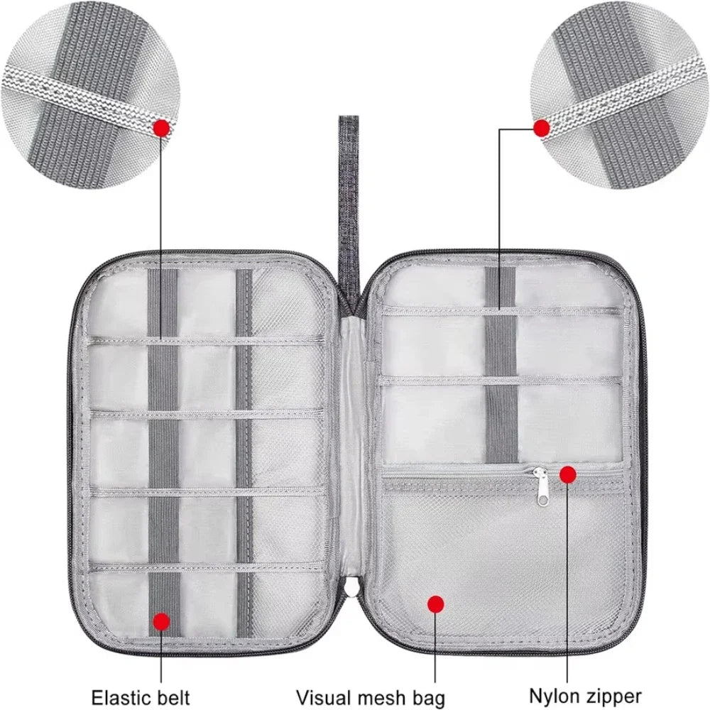 NNBILI Cable Storage Bags System Kit Case USB Charger Data phone Earphone Wire Pen Power Bank Digital Gadget Devices