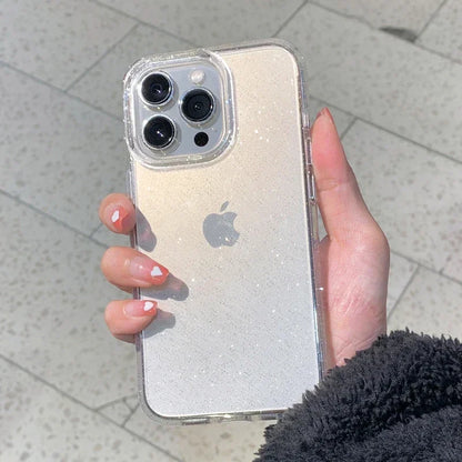 Luxury Bling Glitter iPhone Case – Clear Shockproof TPU Soft Cover for iPhone 11–16 Series, Pro Max, Mini, X, XR, XS