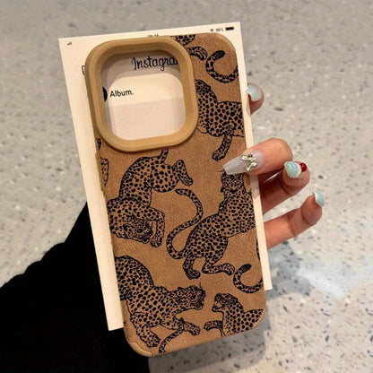 🐆Vivid Leopard Leather iPhone Case 🍏 – Shockproof Bonded Leather Bumper Cover for iPhone 11–16 Series, Pro Max, XS Max, XR, X, and 16 Plus