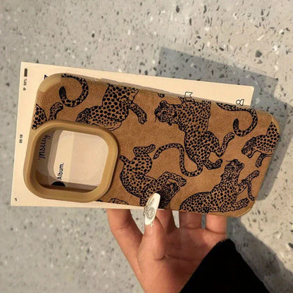🐆Vivid Leopard Leather iPhone Case 🍏 – Shockproof Bonded Leather Bumper Cover for iPhone 11–16 Series, Pro Max, XS Max, XR, X, and 16 Plus