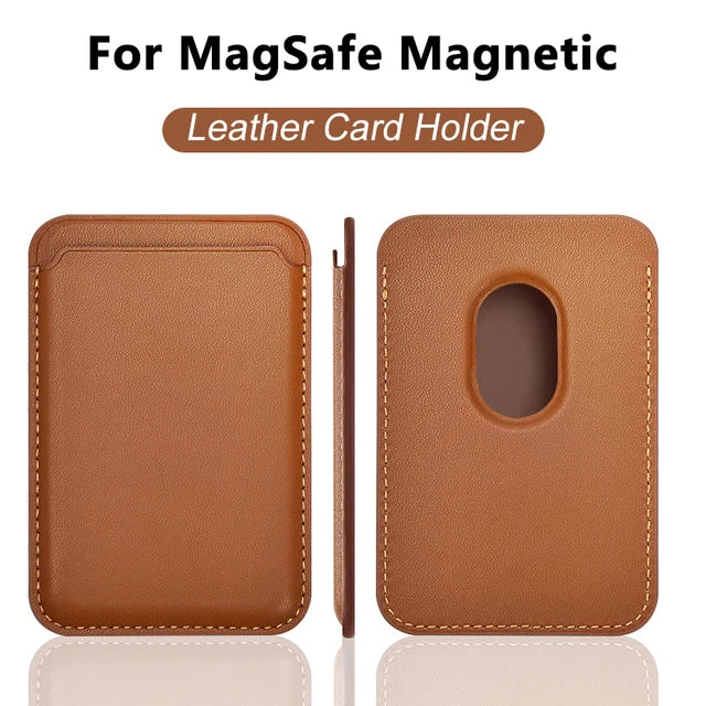 MagSafe Leather Wallet Phone Case – Magnetic Card Holder Cover for iPhone 12–14