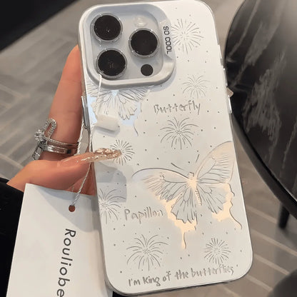 Colorful Hollow Butterfly iPhone Case – Shockproof Bumper Back Cover for iPhone 11–16 Series, Pro Max
