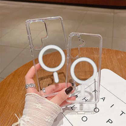 Clear MagSafe Samsung Case – Magnetic Charging Acrylic Slim Cover for Galaxy S25/S24/S23 Ultra, S22, S21 FE, A16–A55