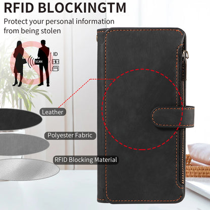Leather Wallet Flip Case for Samsung – Purse-Style Zipper Cover with Multi Card Slots for Galaxy S23 Ultra & S24 Ultra