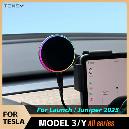 Tesla Model 3/Y Highland 2025 Phone Mount – 15W MagSafe Wireless Charger Holder