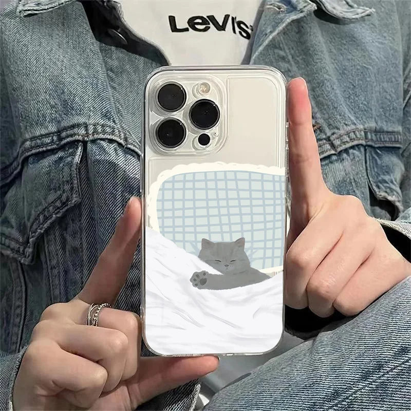 Dog & Cat Couple iPhone Case – Cute Cartoon Animal Shockproof Cover for iPhone 7–17 Series, Pro Max, Air, XS, XR, SE2
