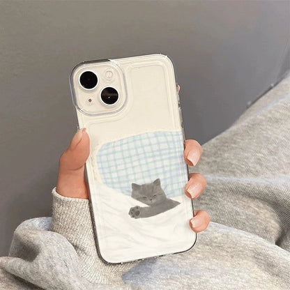 Dog & Cat Couple iPhone Case – Cute Cartoon Animal Shockproof Cover for iPhone 7–17 Series, Pro Max, Air, XS, XR, SE2