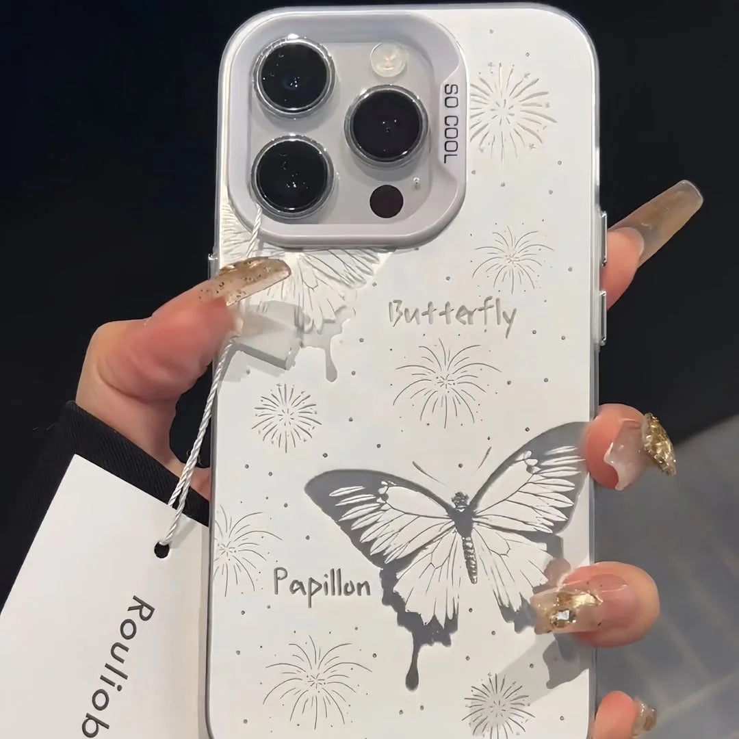 Colorful Hollow Butterfly iPhone Case – Shockproof Bumper Back Cover for iPhone 11–16 Series, Pro Max