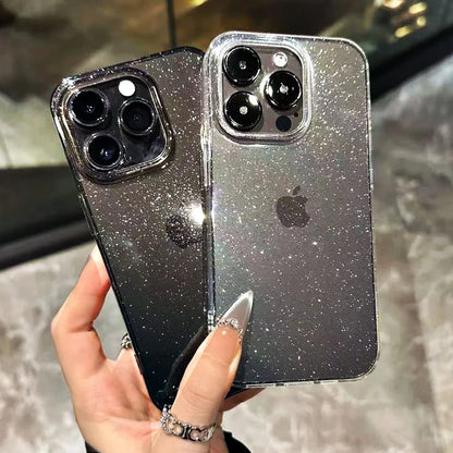 Luxury Bling Glitter iPhone Case – Clear Shockproof TPU Soft Cover for iPhone 11–16 Series, Pro Max, Mini, X, XR, XS