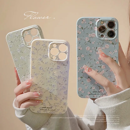 🌸Vintage Floral iPhone Case🌺 – Cute Rose Shockproof Cover for iPhone 11–16, Pro Max & Plus, Stylish and Durable