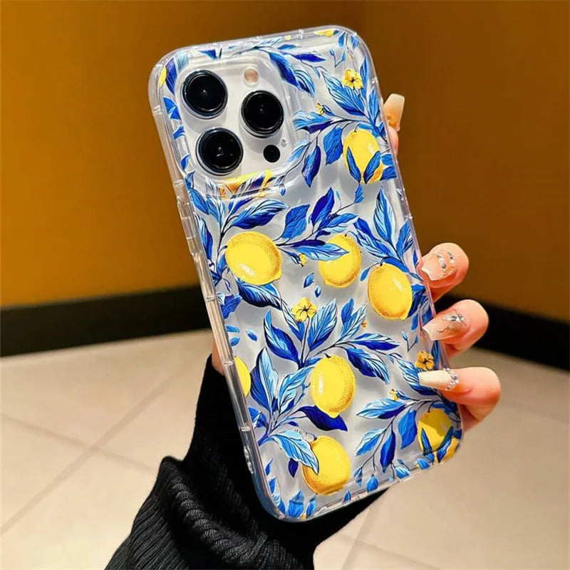 🚢Summer Lemon iPhone Case🍋 – Fresh Fruit TPU Soft Cover with Air Cushion Shockproof Protection for iPhone 11–17 Series