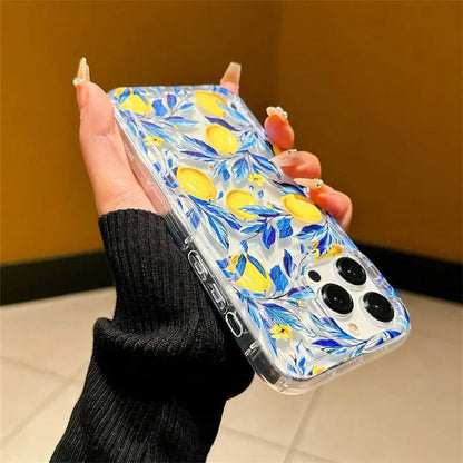 🚢Summer Lemon iPhone Case🍋 – Fresh Fruit TPU Soft Cover with Air Cushion Shockproof Protection for iPhone 11–17 Series