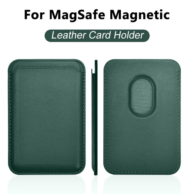 MagSafe Leather Wallet Phone Case – Magnetic Card Holder Cover for iPhone 12–14