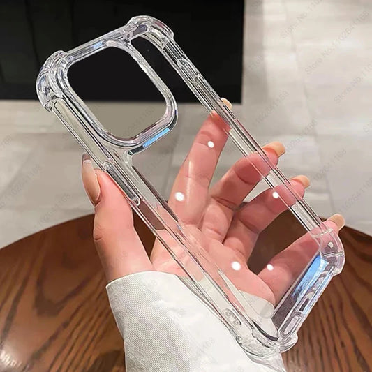Luxury Shockproof Clear iPhone Case – Transparent Silicone Bumper with Protective Back for iPhone 8–16 Series, Pro Max, Mini, XR, XS, 8 Plus