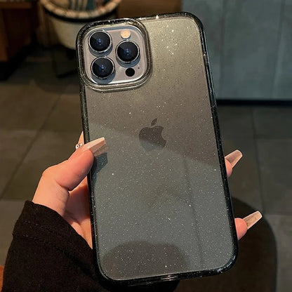 Luxury Bling Glitter iPhone Case – Clear Shockproof TPU Soft Cover for iPhone 11–16 Series, Pro Max, Mini, X, XR, XS