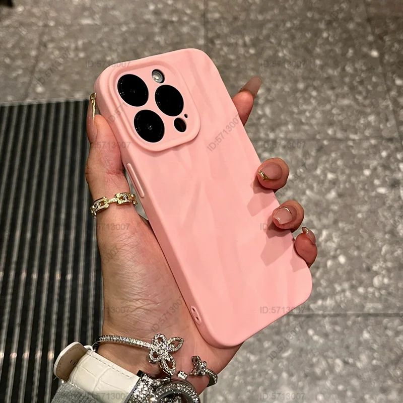 Fashion Silicone Folded Wrinkle iPhone Case – Soft Shockproof Bumper Cover for iPhone 11–15 Series, Pro Max