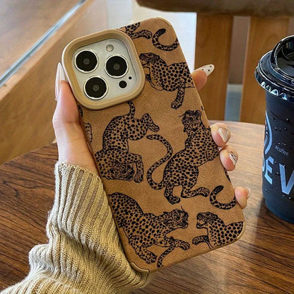🐆Vivid Leopard Leather iPhone Case 🍏 – Shockproof Bonded Leather Bumper Cover for iPhone 11–16 Series, Pro Max, XS Max, XR, X, and 16 Plus