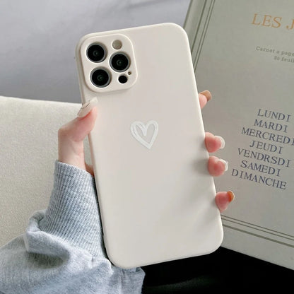 Cute Love Heart iPhone Case – Soft Bumper Candy Matte Shockproof Cover for iPhone 7–16 Series, Pro, Pro Max, Mini, XR, XS