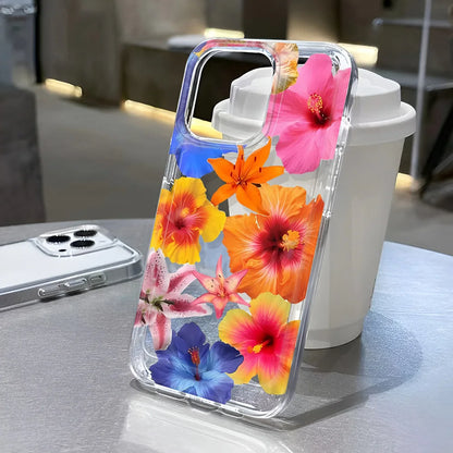Transparent iPhone Case with Flower Pattern – Clear Protective Cover for iPhone 7–16 Series, Pro Max, XS, XR, SE2