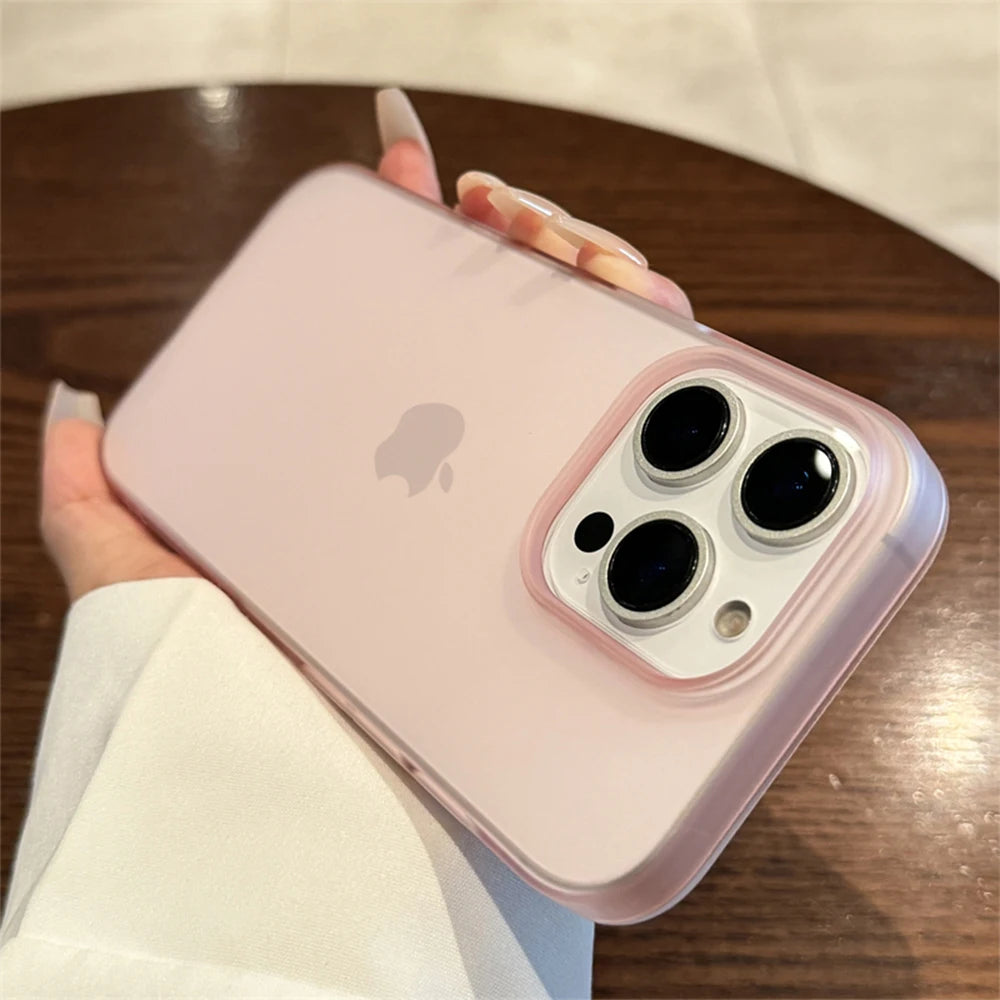 Soft Matte Candy iPhone Case – Transparent Shockproof Silicone Bumper Cover for iPhone 8–16 Series, Pro Max & Plus