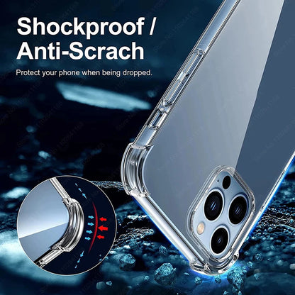 Luxury Shockproof Clear iPhone Case – Transparent Silicone Bumper with Protective Back for iPhone 8–16 Series, Pro Max, Mini, XR, XS, 8 Plus