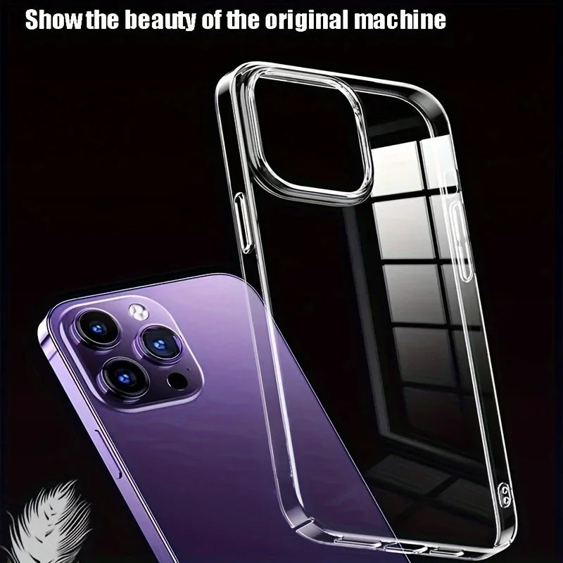 Ultra Thin Clear iPhone Case – Transparent Acrylic Shockproof Back Cover for iPhone 11–17 Series, Plus, Pro Max