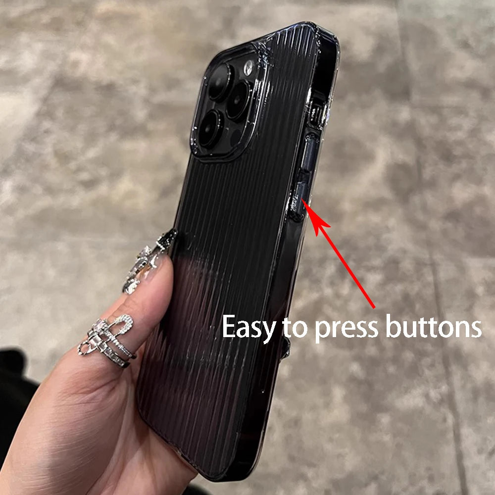 Transparent iPhone Case – Soft Corrugated Silicone Bumper Back Cover for iPhone 11–16 Series, Pro Max