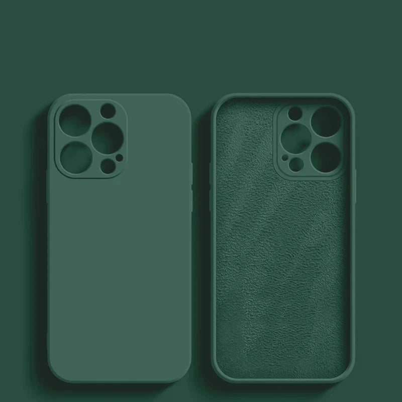 Liquid Silicone iPhone Case – Soft Shockproof Back Cover with Camera Protection for iPhone 11–15 Series, Pro Max & Plus