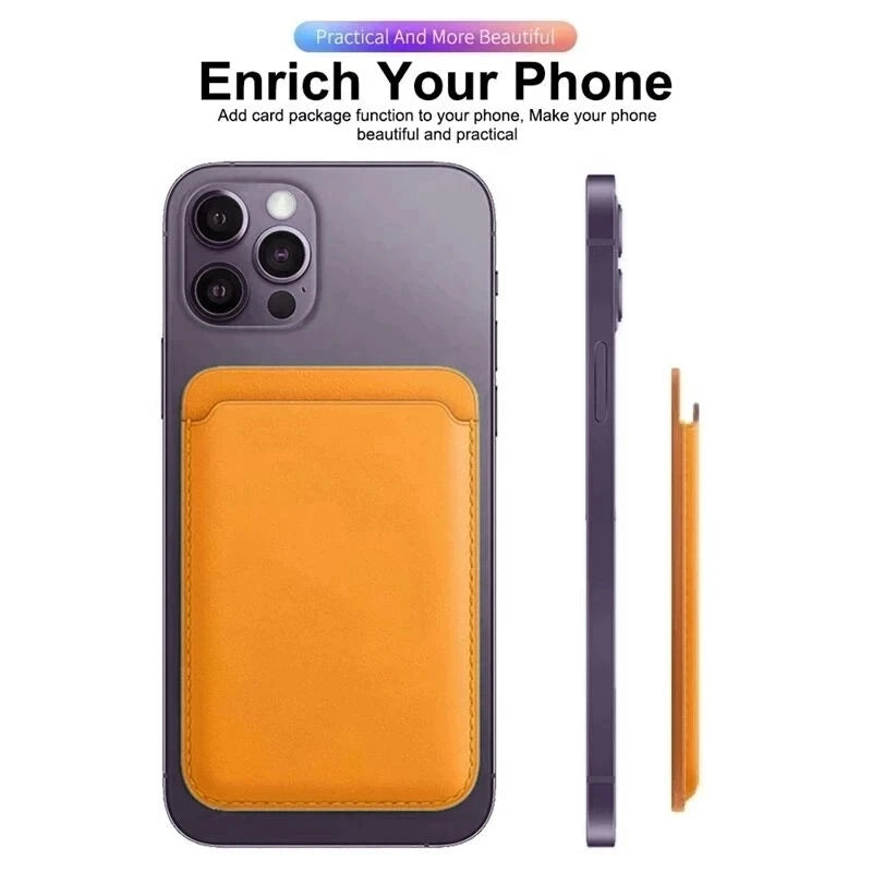 MagSafe Leather Wallet Phone Case – Magnetic Card Holder Cover for iPhone 12–14