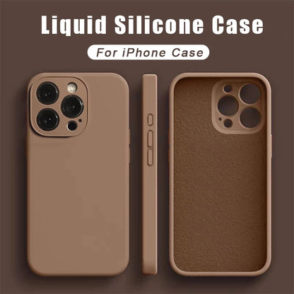 Liquid Silicone iPhone Case – Soft Shockproof Back Cover with Camera Protection for iPhone 11–15 Series, Pro Max & Plus