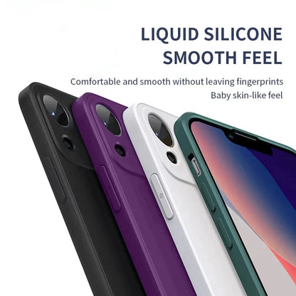 Liquid Silicone iPhone Case – Soft Shockproof Back Cover with Camera Protection for iPhone 11–15 Series, Pro Max & Plus