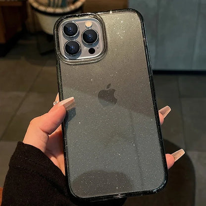 Luxury Bling Glitter iPhone Case – Clear Shockproof TPU Soft Cover for iPhone 11–16 Series, Pro Max, Mini, X, XR, XS