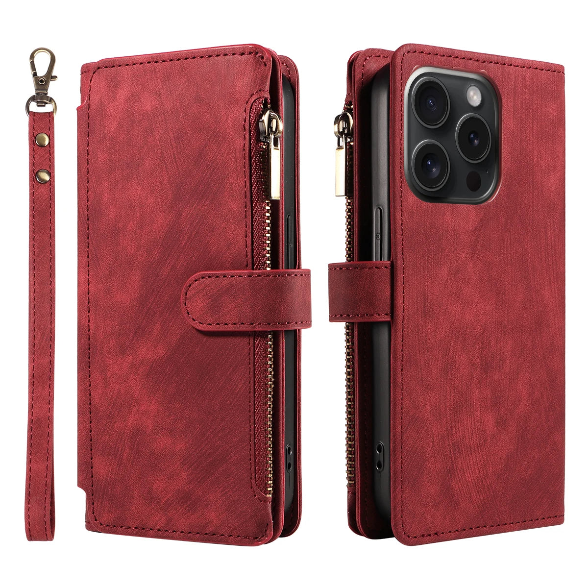 Leather Wallet Flip Case for Samsung – Purse-Style Zipper Cover with Multi Card Slots for Galaxy S23 Ultra & S24 Ultra