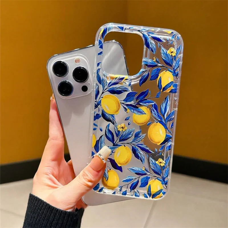 🚢Summer Lemon iPhone Case🍋 – Fresh Fruit TPU Soft Cover with Air Cushion Shockproof Protection for iPhone 11–17 Series