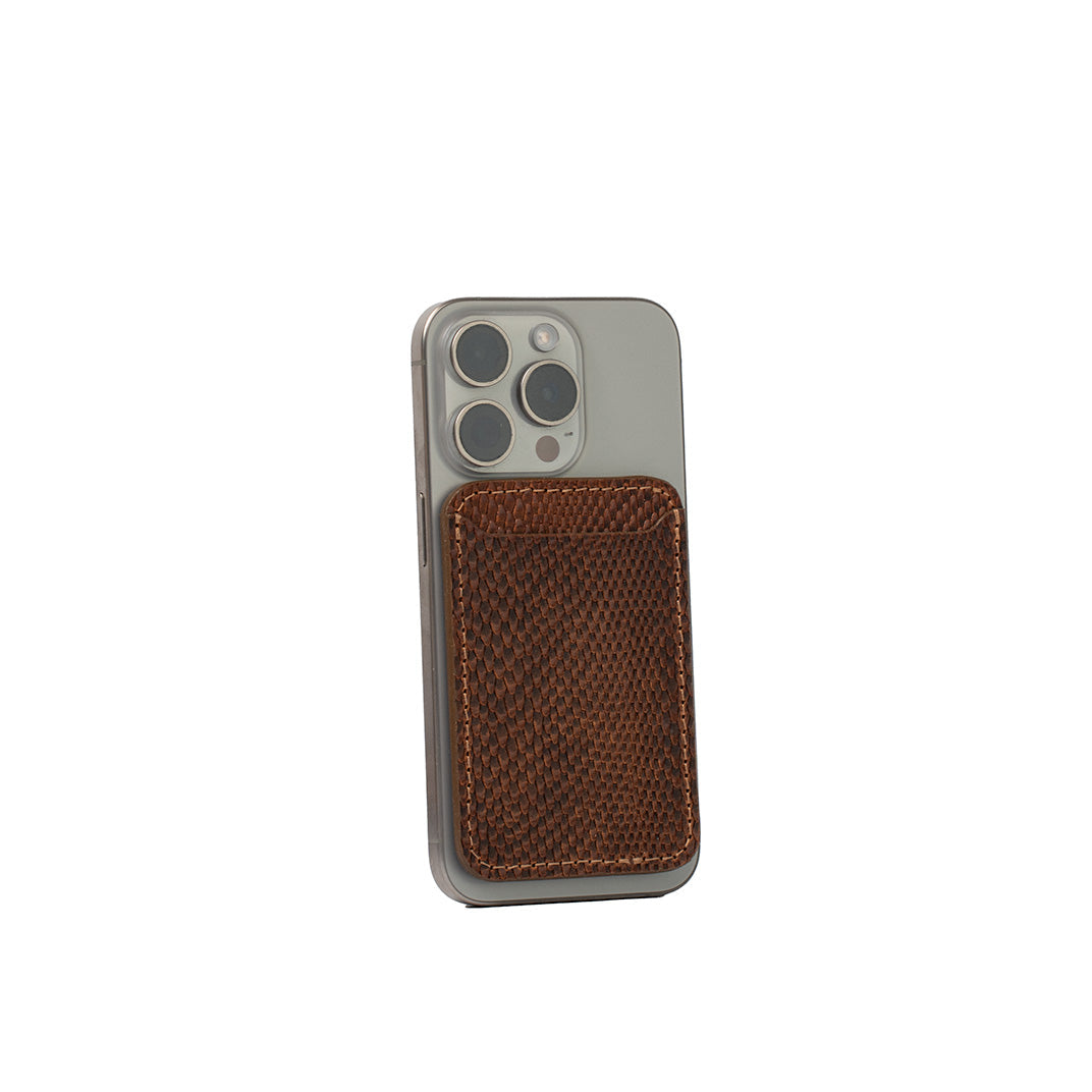 Leather wallet with MagSafe - Embossed Snake Print-1